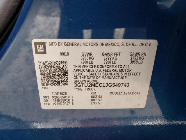 3GTU2MEC1JG549743 GMC Sierra K1500 Sle