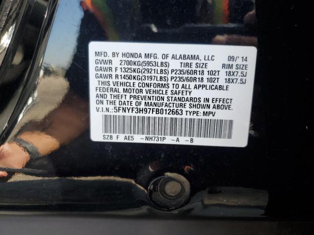 5FNYF3H97FB012663 Honda Pilot Touring