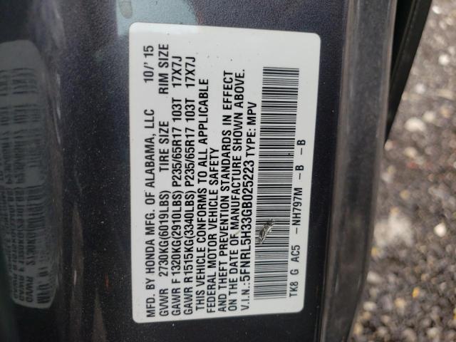 5FNRL5H33GB025223 Honda ODYSSEY SE