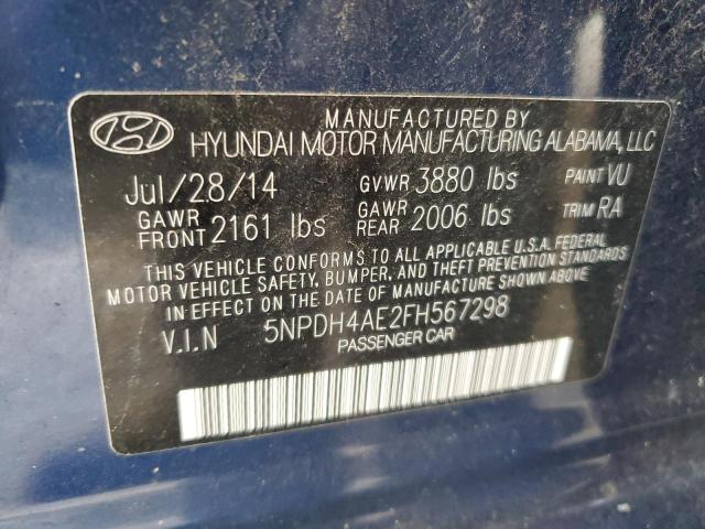 5NPDH4AE2FH567298 Hyundai ELANTRA SE