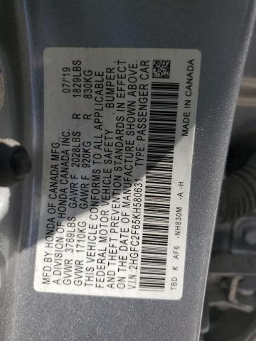 2HGFC2F65KH580631 Honda Civic Lx