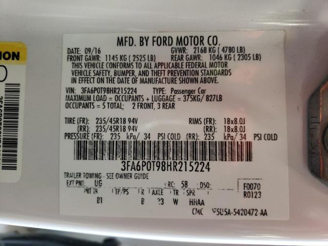 3FA6P0T98HR215224 Ford FUSION SE