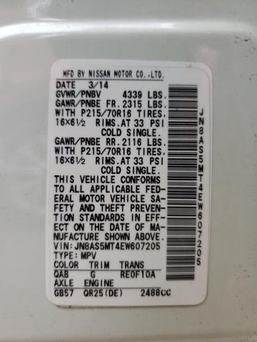JN8AS5MT4EW607205 Nissan ROGUE SELE