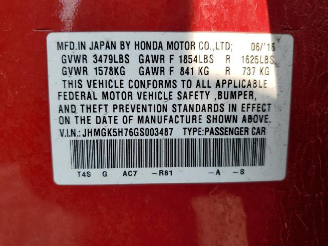 JHMGK5H76GS003487 Honda FIT EX