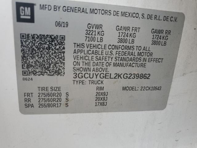 3GCUYGEL2KG239862 Chevrolet Silverado