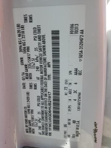 1FMCU0GD6HUB21917 Ford ESCAPE SE
