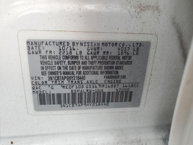 3N1CB7AP9HY218440 Nissan SENTRA SR
