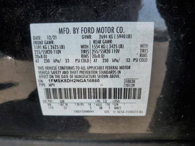 1FMSK8DH2NGA16860 Ford EXPLORER X