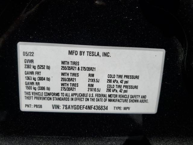 7SAYGDEF4NF436834 Tesla 2022