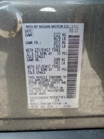 5N1AT2MV6HC809795 Nissan ROGUE SV