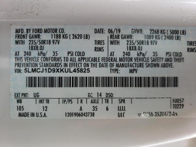 5LMCJ1D9XKUL45825 Lincoln MKC