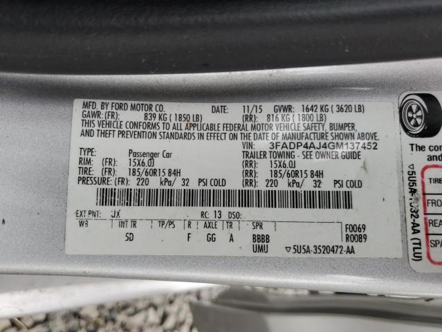 3FADP4AJ4GM137452 Ford FIESTA S