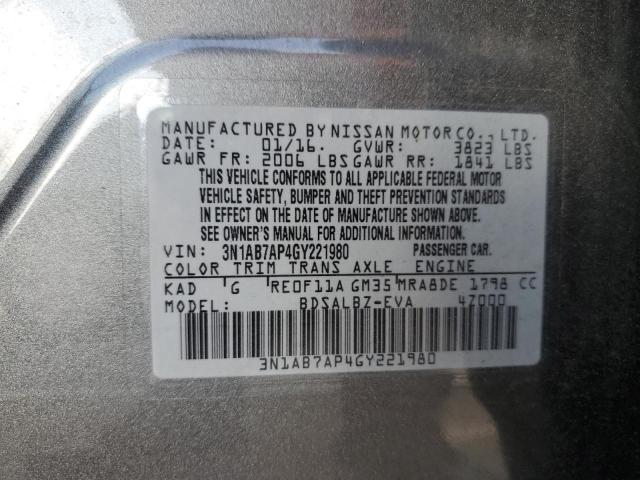 3N1AB7AP4GY221980 Nissan SENTRA S