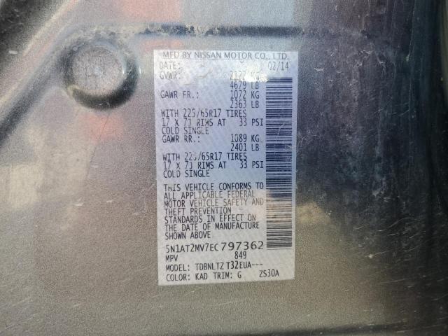 5N1AT2MV7EC797362 Nissan ROGUE S