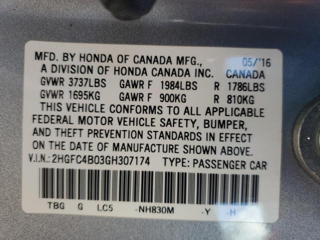 2HGFC4B03GH307174 Honda Civic Lx