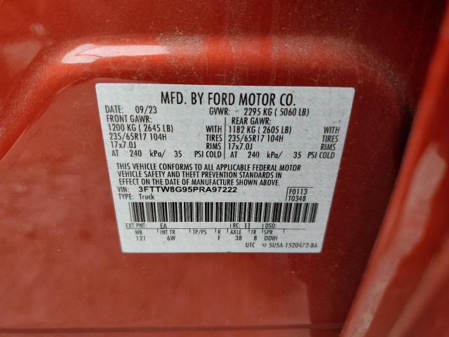 3FTTW8G95PRA97222 Ford MAVERICK X