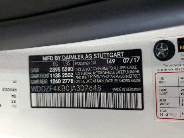 WDDZF4KB0JA307648 Mercedes-Benz E 300 4MAT