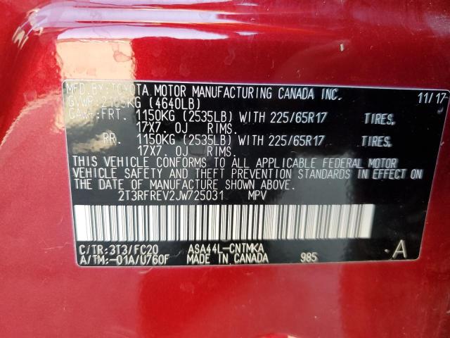 2T3RFREV2JW725031 Toyota RAV4 ADVEN