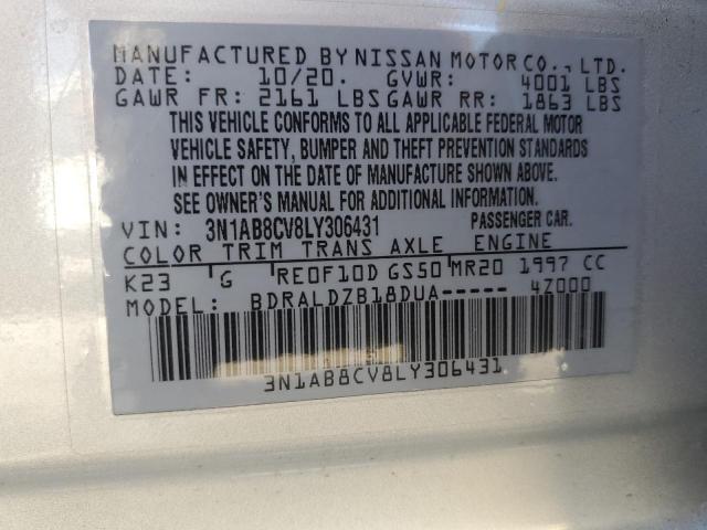 3N1AB8CV8LY306431 Nissan SENTRA SV