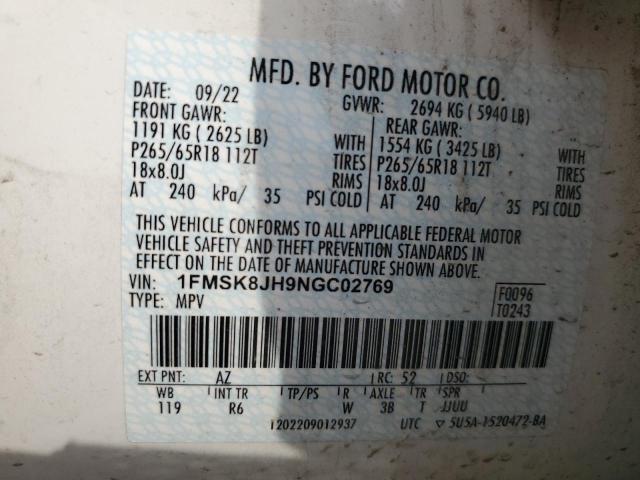 1FMSK8JH9NGC02769 Ford EXPLORER T