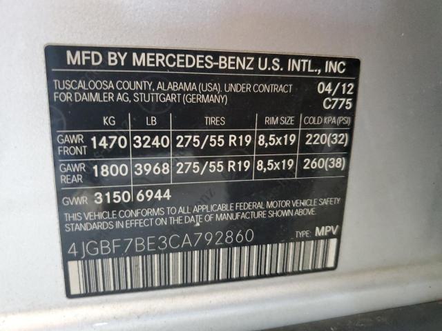 2012 MERCEDES-BENZ GL 450 4MA 4JGBF7BE3CA792860  69655474