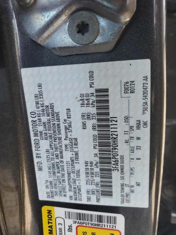 3FA6P0T90HR211121 Ford FUSION SE