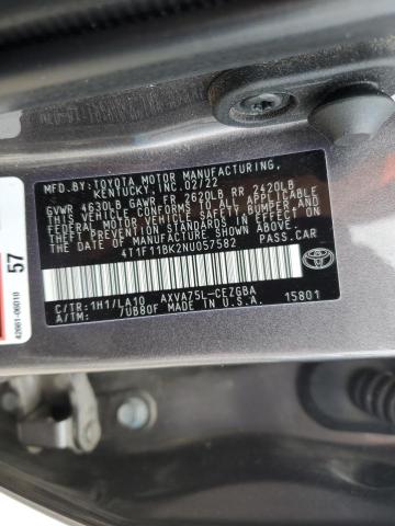 4T1F11BK2NU057582 Toyota CAMRY XLE