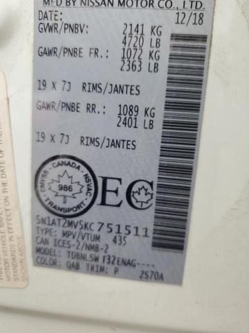 5N1AT2MV5KC751511 Nissan ROGUE S