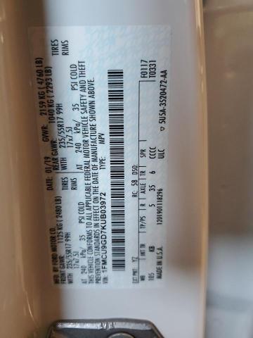1FMCU9GD7KUB03972 Ford ESCAPE SE