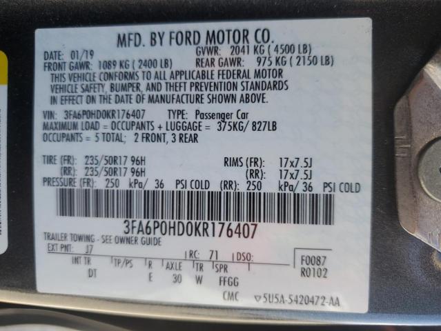 3FA6P0HD0KR176407 Ford FUSION SE