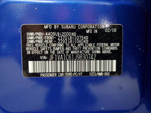 JF1VA1C61J9830742 Subaru WRX PREMIU