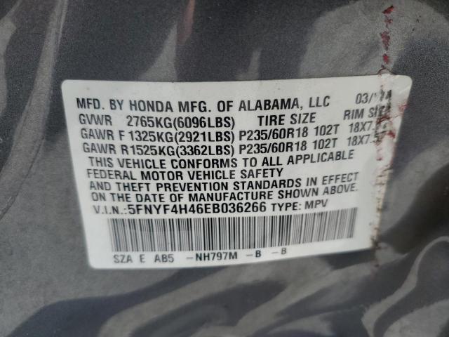 5FNYF4H46EB036266 Honda Pilot Ex