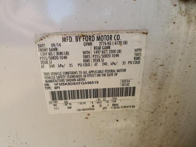 1FM5K8D8XFGA96519 Ford EXPLORER X