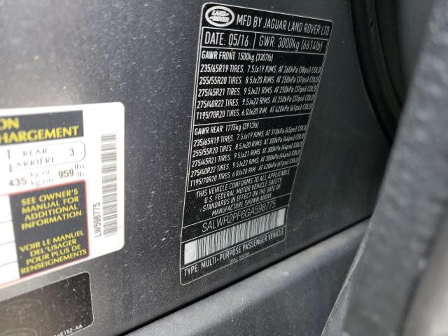 SALWR2PF6GA598775 Land Rover RANGE ROVE
