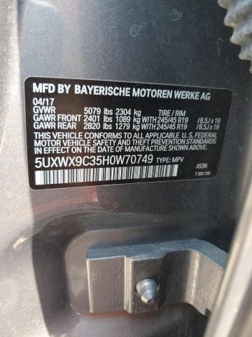 5UXWX9C35H0W70749 BMW X3 XDRIVE2
