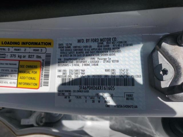 3FA6P0HD6KR161605 Ford FUSION SE