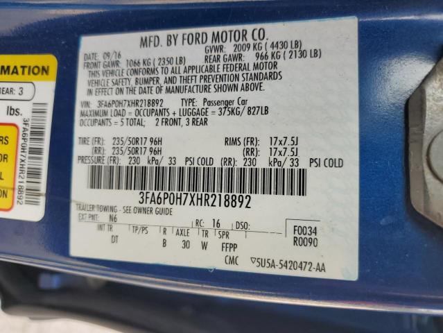 3FA6P0H7XHR218892 Ford FUSION SE