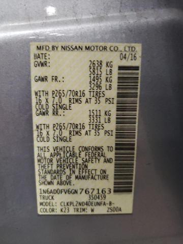 1N6AD0FV6GN767163 Nissan FRONTIER S