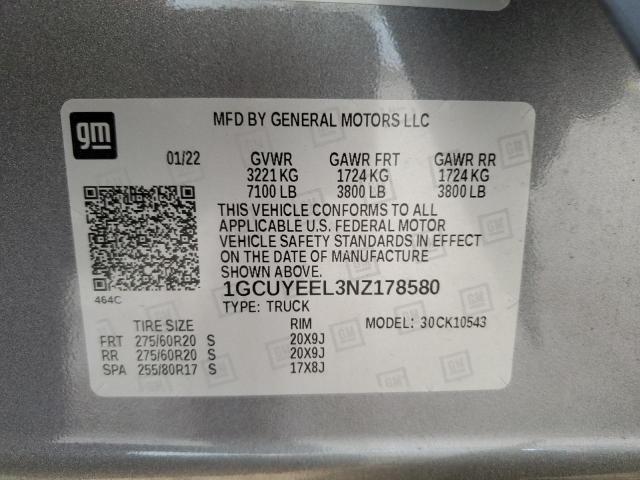 1GCUYEEL3NZ178580 Chevrolet Silverado