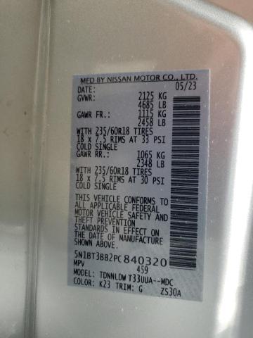 5N1BT3BB2PC840320 Nissan ROGUE SV