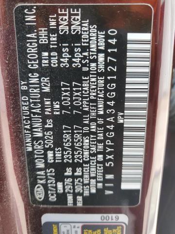 5XYPG4A34GG127140 KIA SORENTO LX