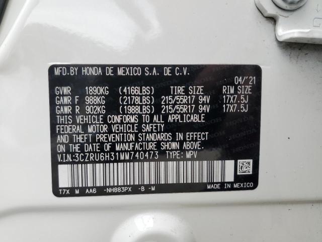 3CZRU6H31MM740473 Honda HR-V LX