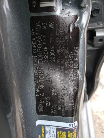 KNAFX4A67G5567817 KIA FORTE LX