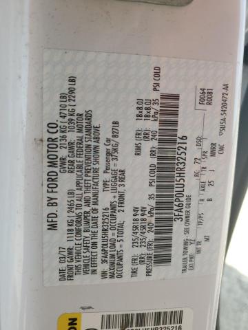 3FA6P0LU5HR325216 Ford FUSION SE