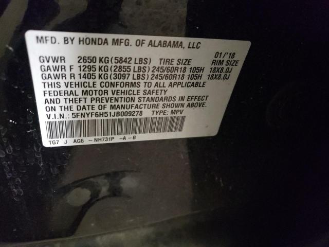 5FNYF6H51JB009278 Honda Pilot
