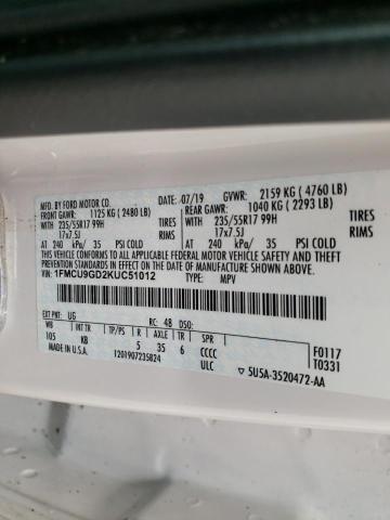 1FMCU9GD2KUC51012 Ford ESCAPE SE