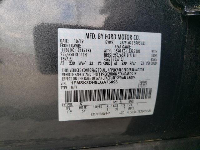 1FMSK8DH9LGA76096 Ford EXPLORER X