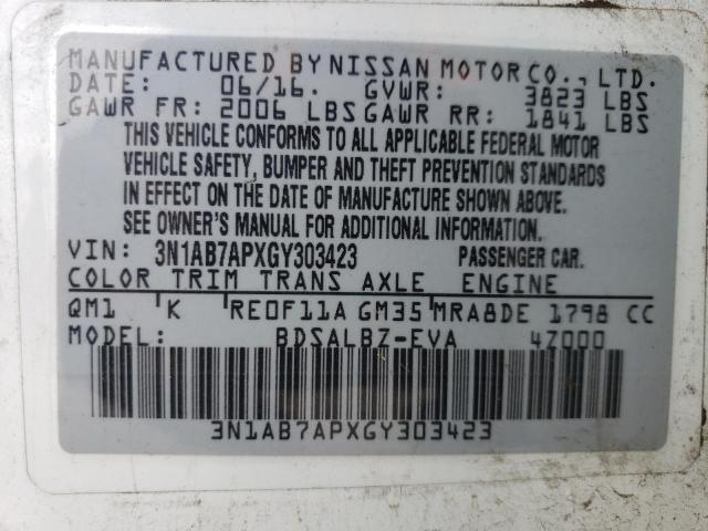 3N1AB7APXGY303423 Nissan SENTRA S