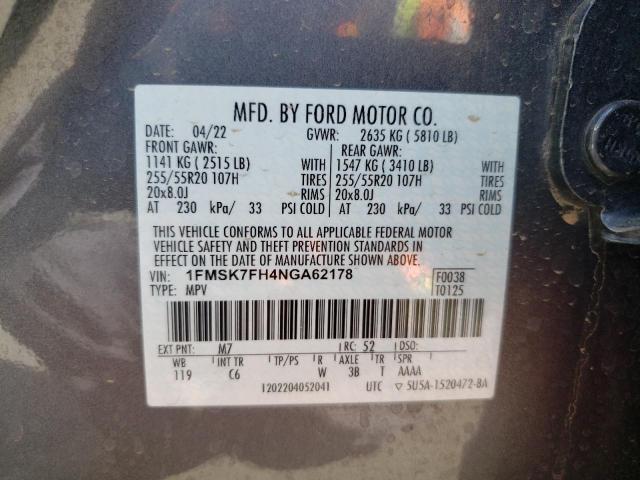 1FMSK7FH4NGA62178 Ford EXPLORER L