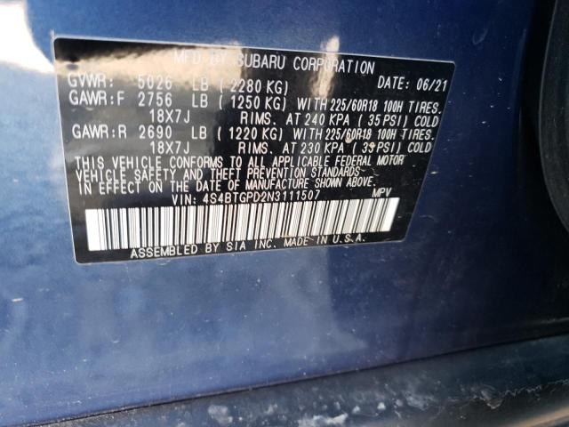 4S4BTGPD2N3111507 Subaru OUTBACK TO